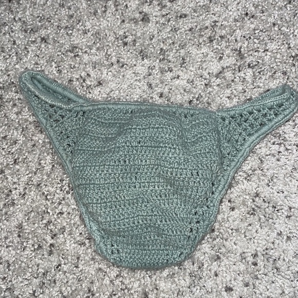 Knitted sage green bikini bathing suit set in women’s small with string ties - Picture 4 of 6